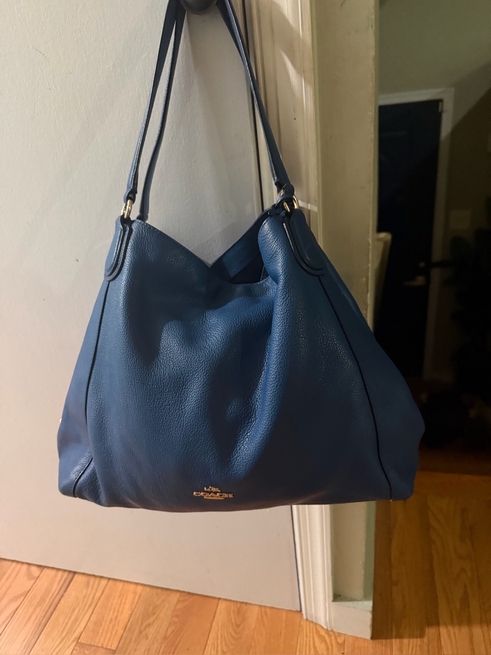 COACH MADISON PHOEBE SHOULDER BAG BLUE PEBBLED LEATHER TRIPPLE COMPARTMENT
